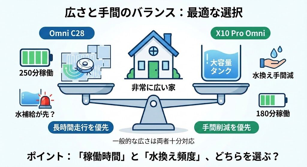 4-4. 長時間稼働（250分 vs 180分）とタンク容量のバランスから見る「最適な部屋の広さ」