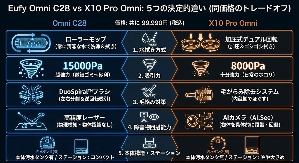 2. アンカーEufy Omni C28とX10 Pro Omniの決定的な違いを徹底比較！5つのポイント