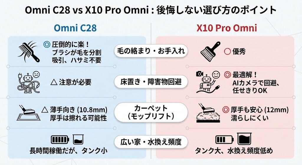 4. 比較記事の落とし穴！「Omni C28」と「X10 Pro Omni」の違いから見る後悔しない選び方